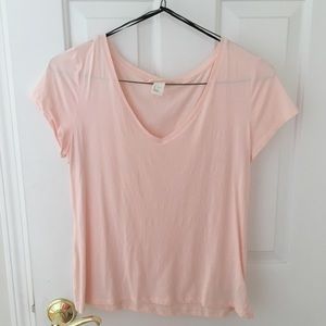 H&M Pink Basic V-Neck Tee